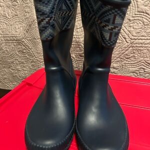 Sperry Blue Ankle Boots with Patterned Upper